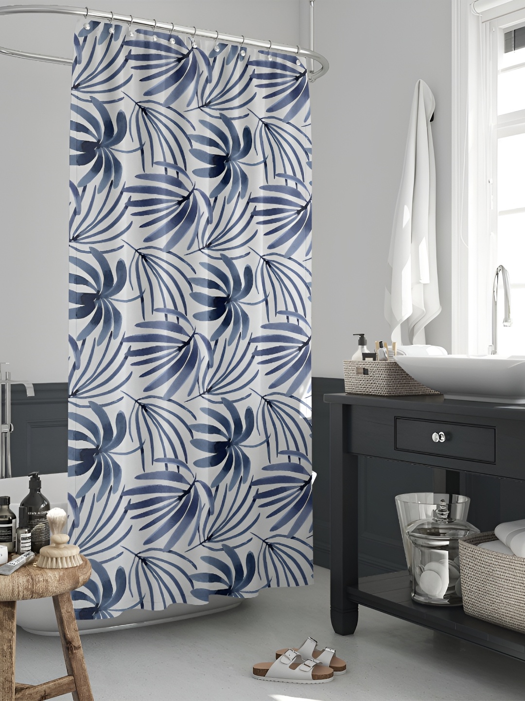 

ArtzFolio White & Grey Printed Waterproof Shower Curtain