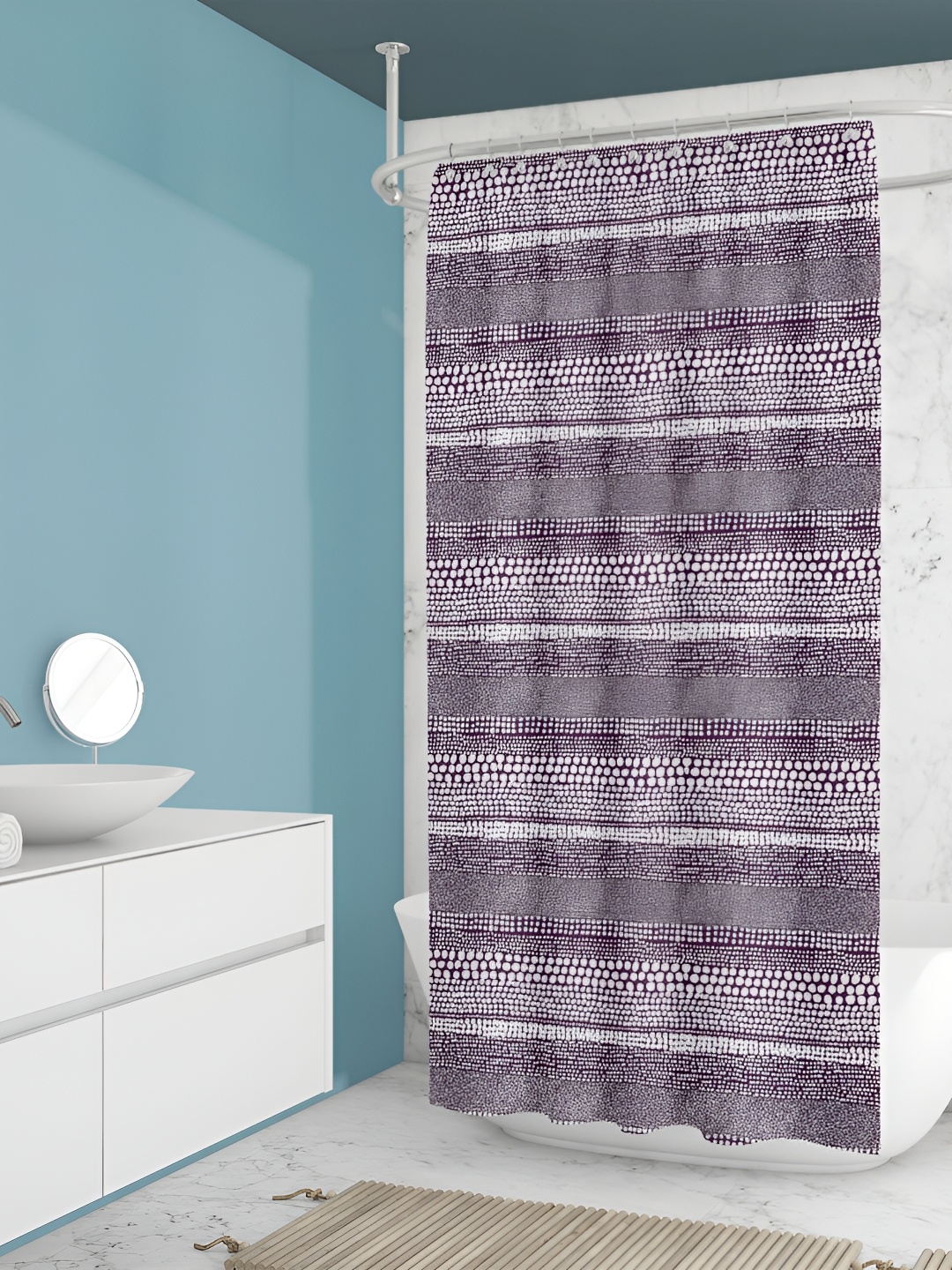 

ArtzFolio Purple & White Printed Waterproof Shower Curtain