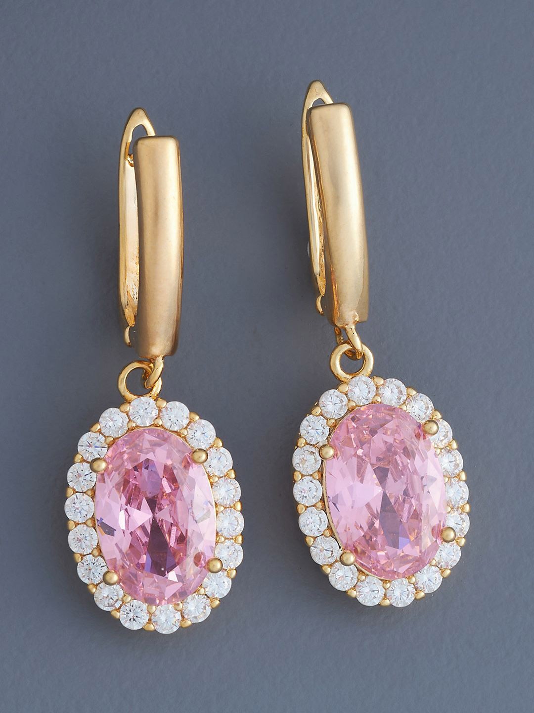 

Kushal's Fashion Jewellery Gold Plated Zircon Studded Circular Hoop Earrings