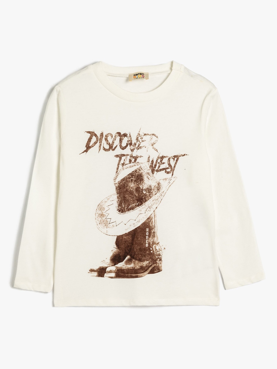 

Koton Boys Graphic Printed Round Neck Cotton T-shirt, Off white