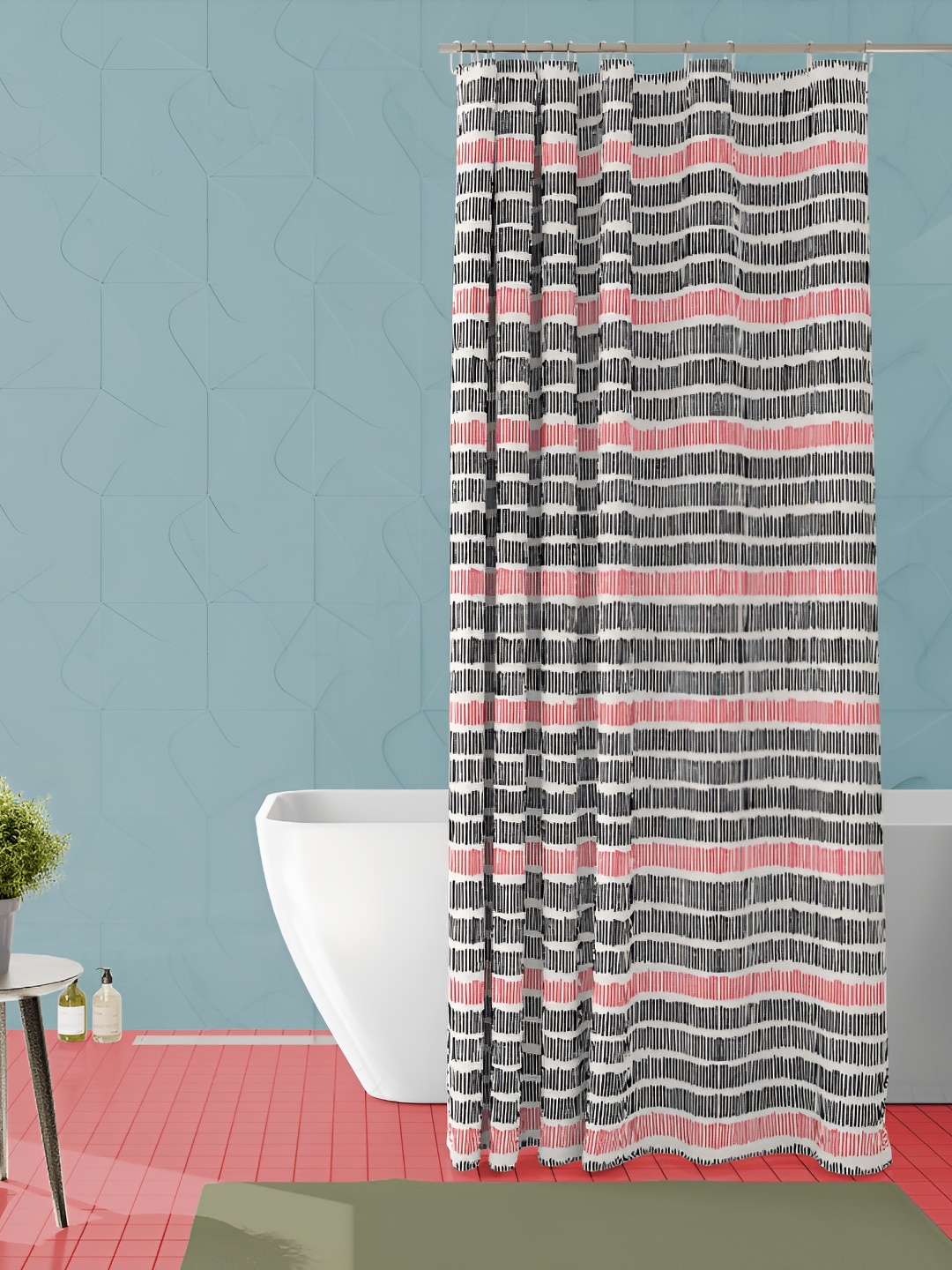 

ArtzFolio Black & Red Printed Waterproof Shower Curtain