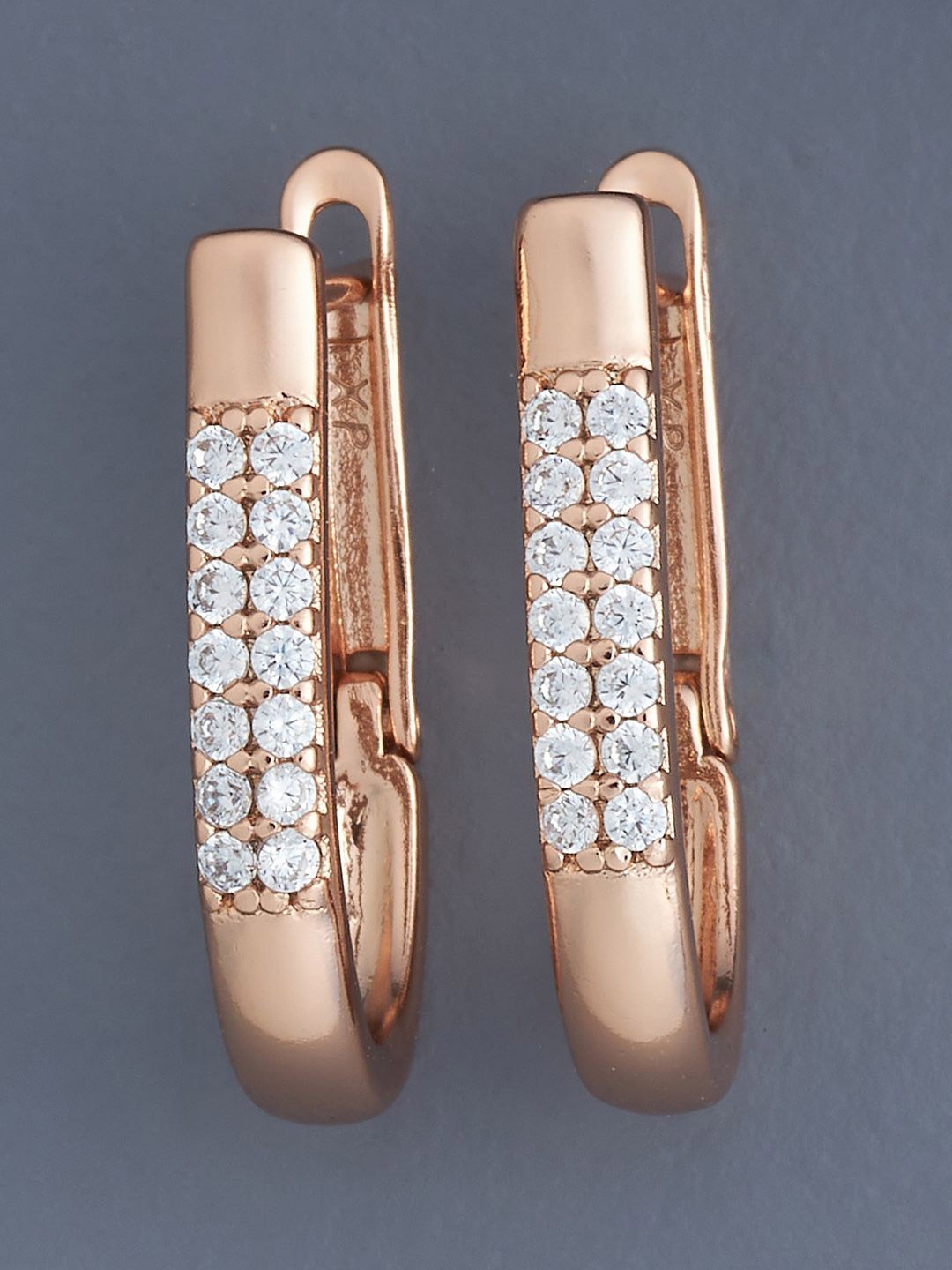 

Kushal's Fashion Jewellery Rose Gold Plated Zircon Studded Circular Hoop Earrings