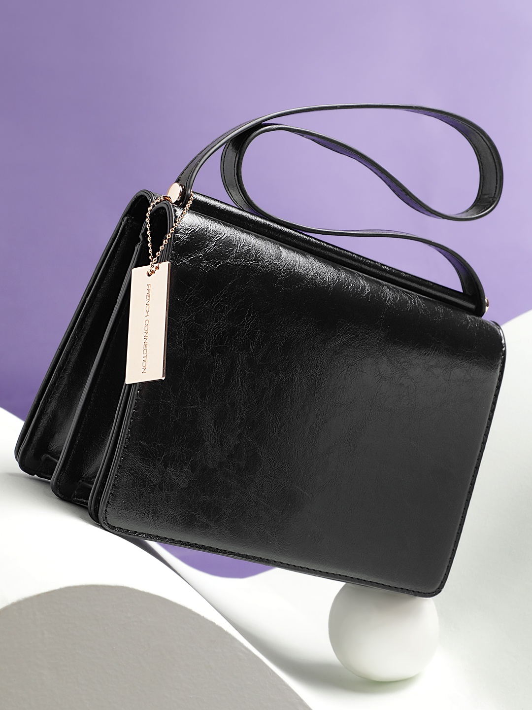 

French Connection Solid Structured Shoulder Bag, Black