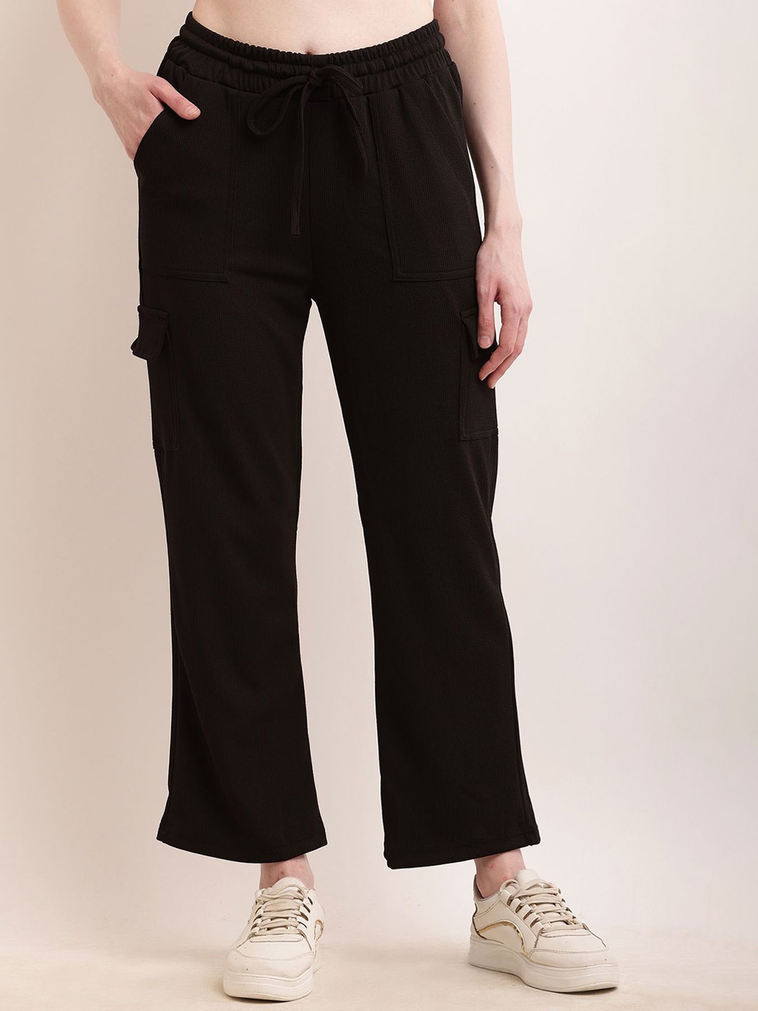 

BAESD Women Mid-Rise Straight Fit Track Pants, Black
