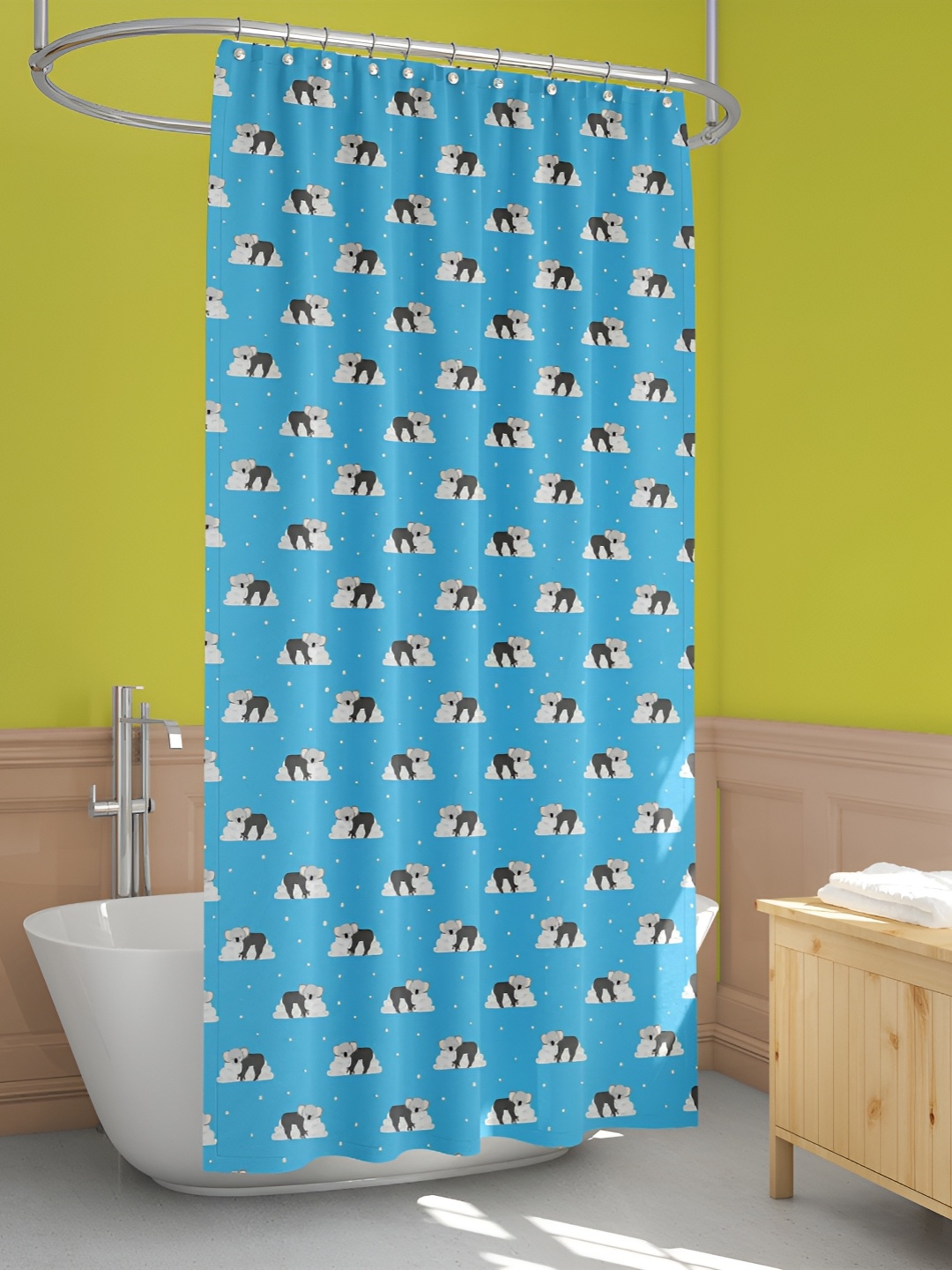 

ArtzFolio Blue & Yellow Printed Waterproof Shower Curtain