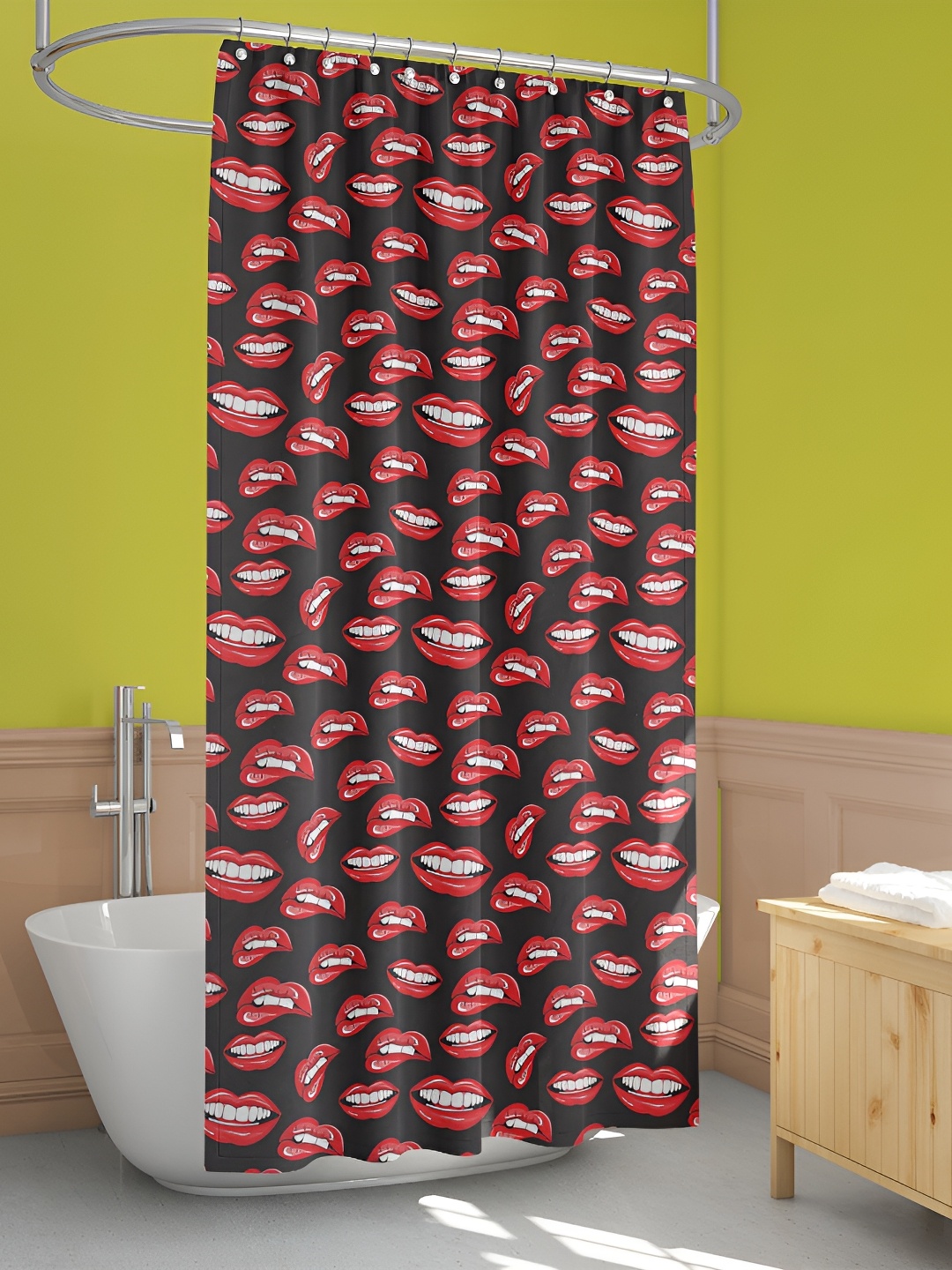 

ArtzFolio Black & Red Printed Waterproof Shower Curtain