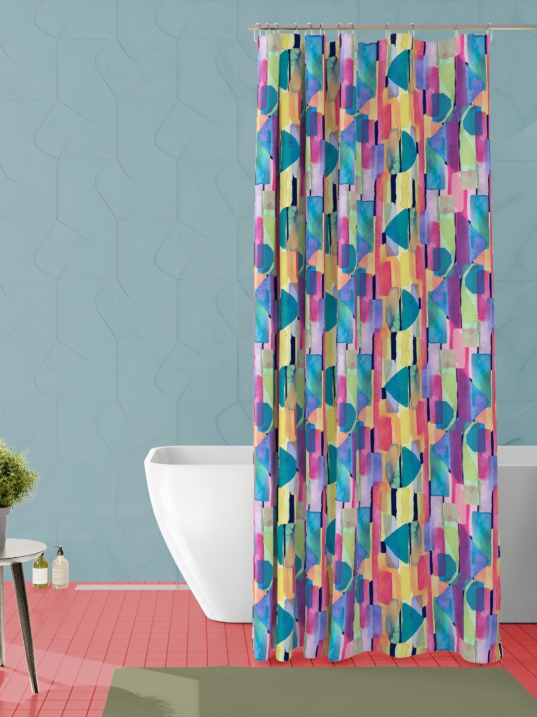 

ArtzFolio Teal Blue & Pink Printed Waterproof Polyester Shower Curtain