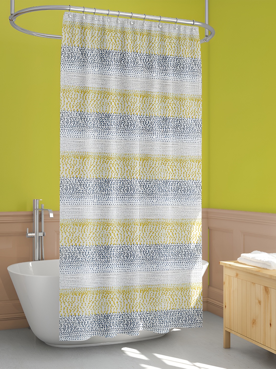 

ArtzFolio Grey & Yellow Geometric Printed Waterproof Shower Curtain
