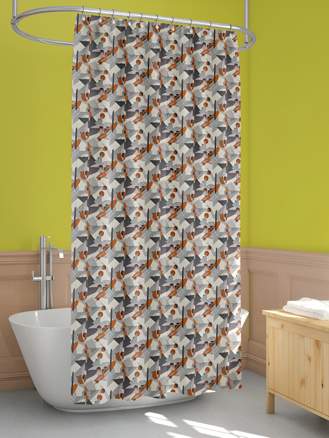 

ArtzFolio Beige & Black Printed Waterproof Shower Curtains