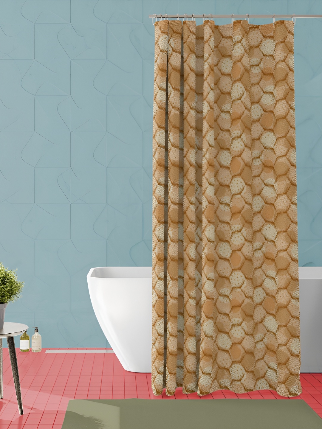 

ArtzFolio Brown and Beige Geometric Printed Waterproof Shower Curtain