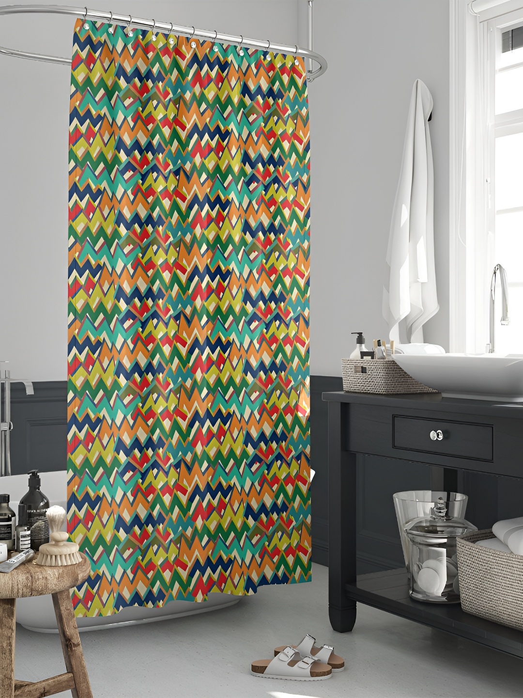 

ArtzFolio Green & Red Printed Waterproof Shower Curtains