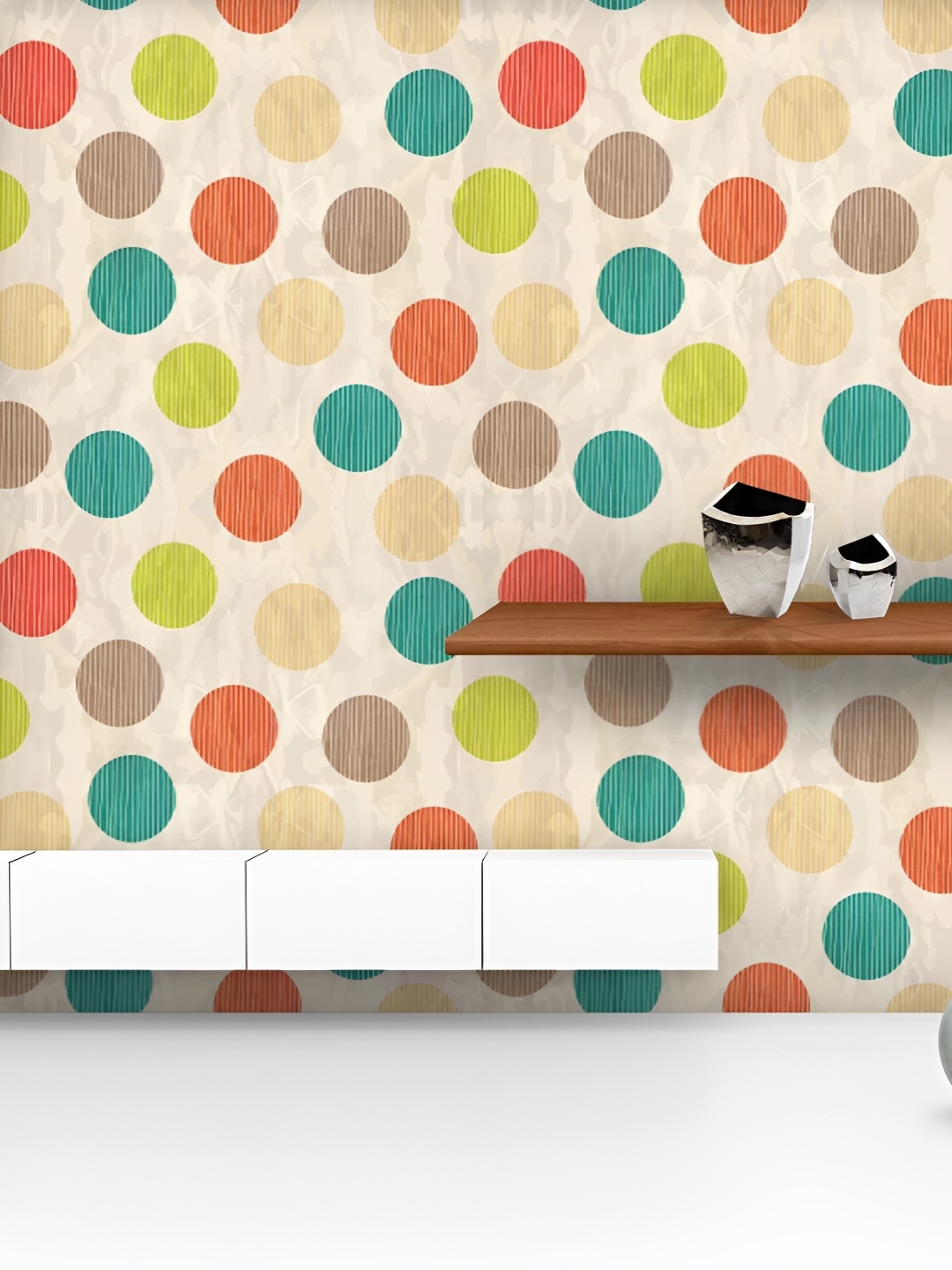 

ArtzFolio Printed UV-Resistant Anti-Bacterial Retro CirclesPeel & Stick Wallpaper, Multi