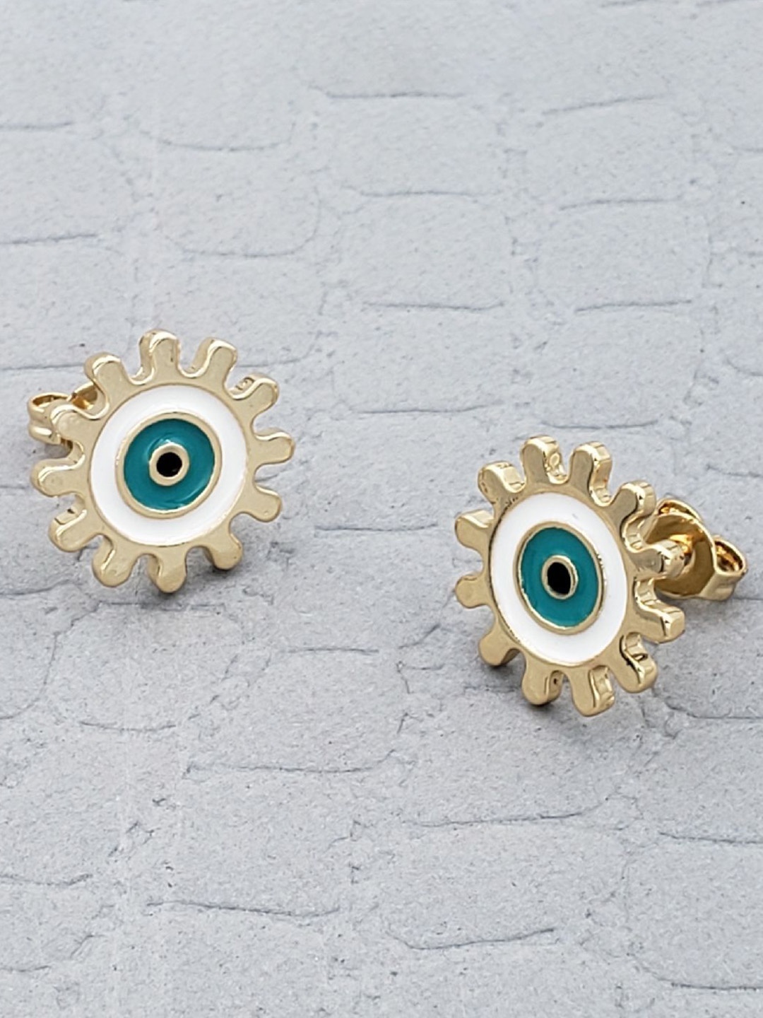 

ZIVOM Gold Plated Emerald Studded Classic Studs Earrings, White