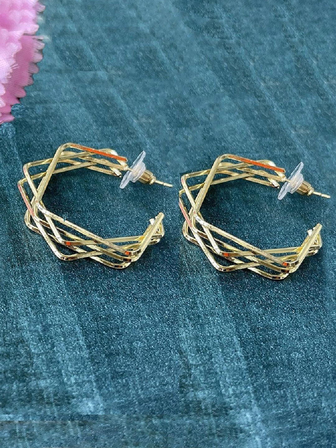 

ZIVOM Gold-Plated Geometric Half Hoop Earrings