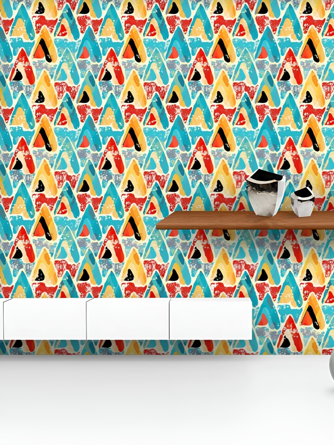 

ArtzFolio Printed UV-Resistant Anti-Bacterial Geometric Grunge Pattern Peel & Stick Wallpaper, Multi