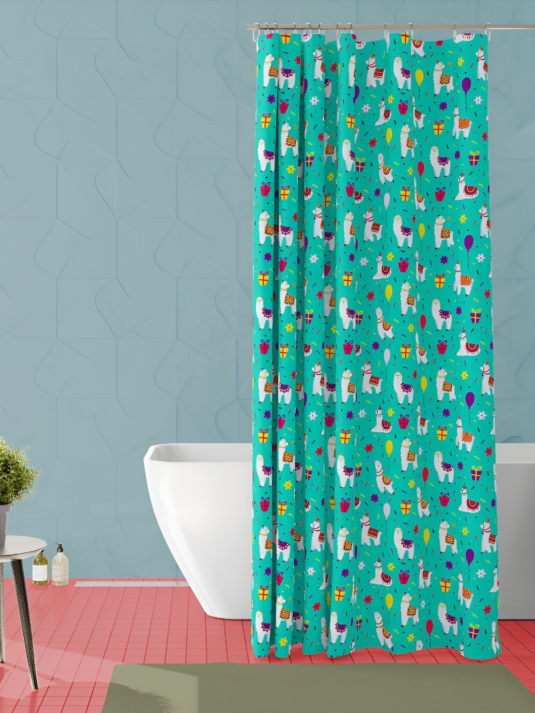 

ArtzFolio Green & White Geometric Printed Waterproof Shower Curtain