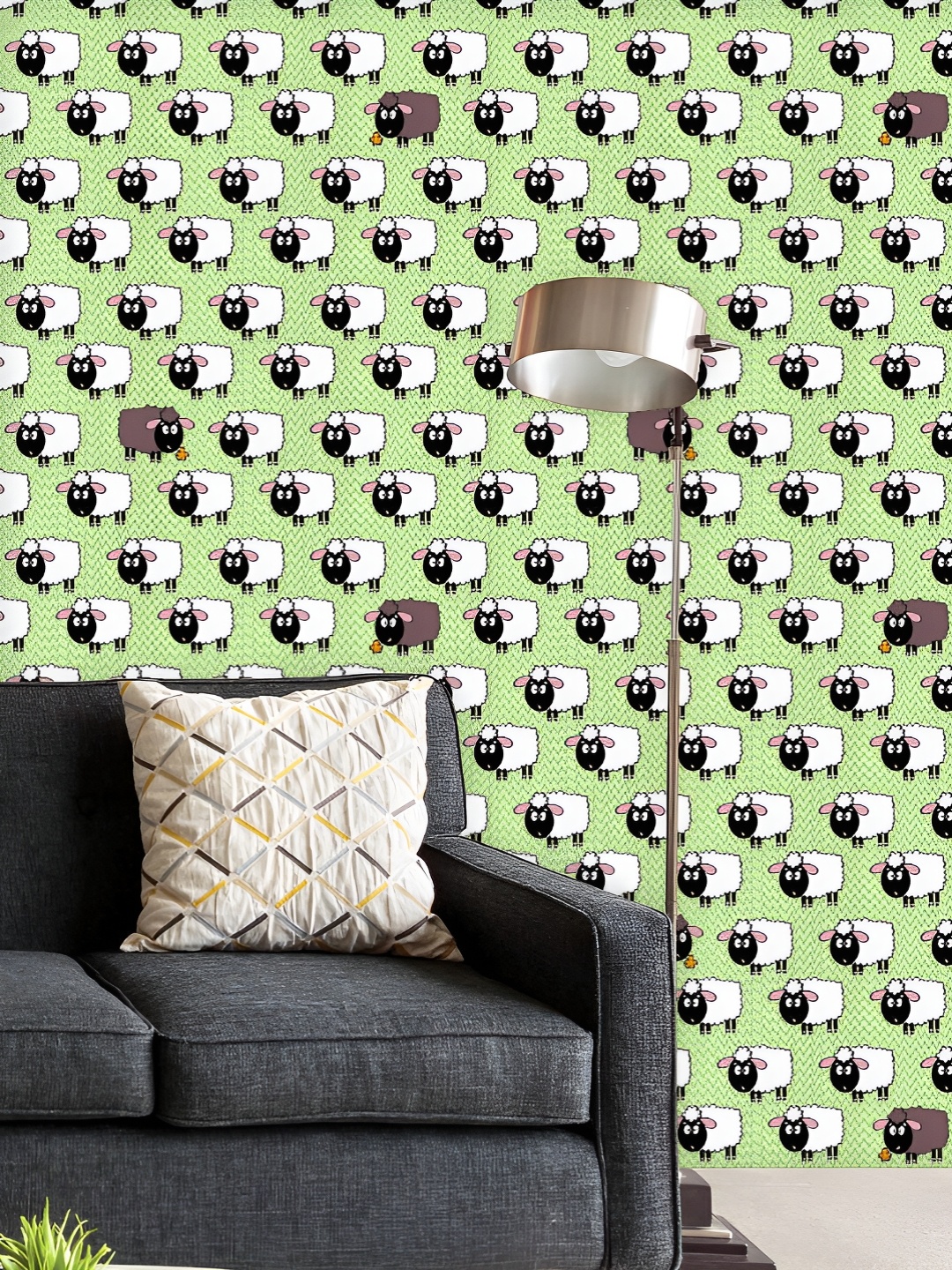 

ArtzFolio Printed UV-Resistant Anti-Bacterial Creative Sheep Peel & Stick Wallpaper, Multi