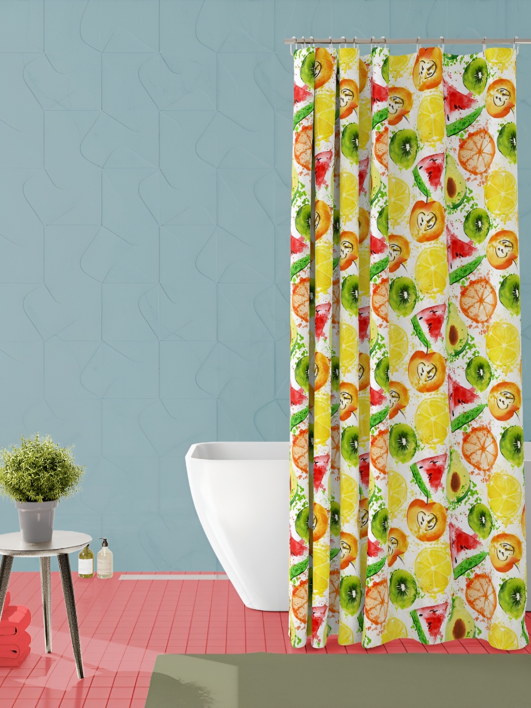 

ArtzFolio White & Yellow Printed Waterproof Shower Curtains