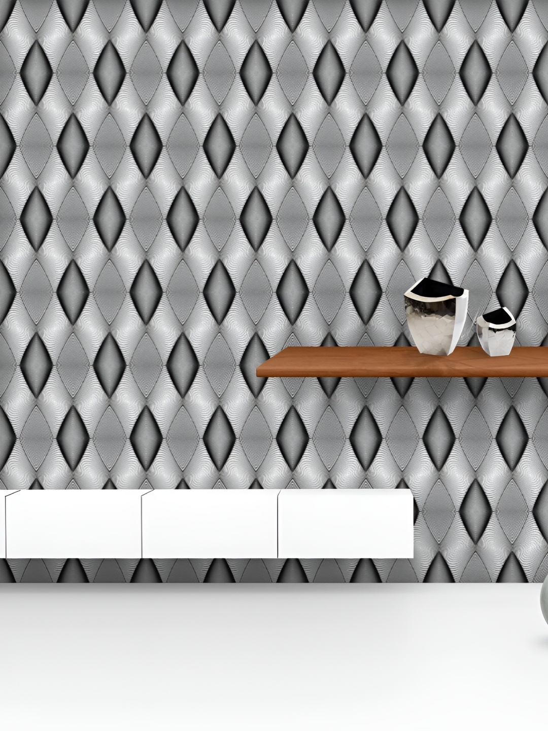

ArtzFolio Printed UV-Resistant Anti-Bacterial Monochrome Diamond Peel & Stick Wallpaper, Multi