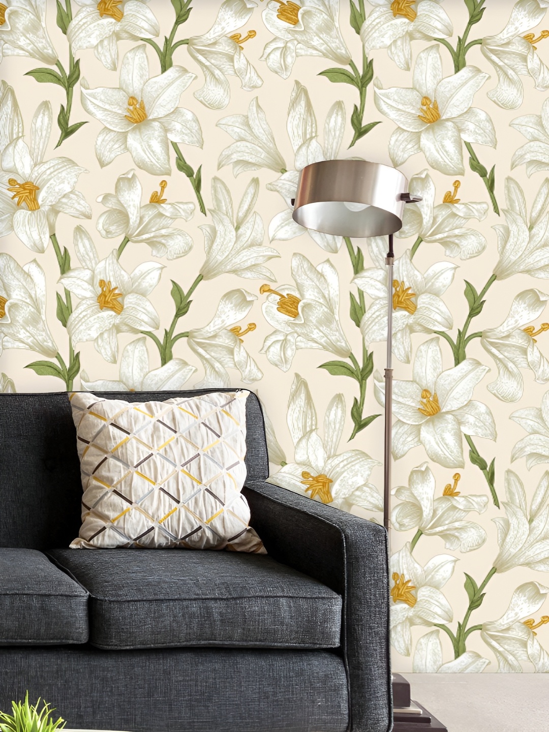 

ArtzFolio Printed UV-Resistant Anti-Bacterial Floral White Lily Flowers Peel & Stick Wallpaper, Multi