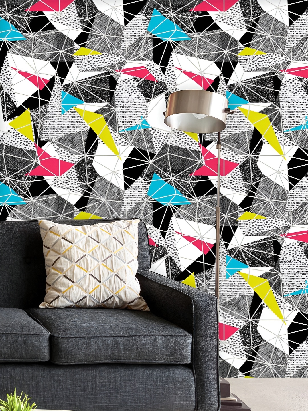 

ArtzFolio Printed UV-Resistant Anti-Bacterial Triangular Facets Peel & Stick Wallpaper, Multi