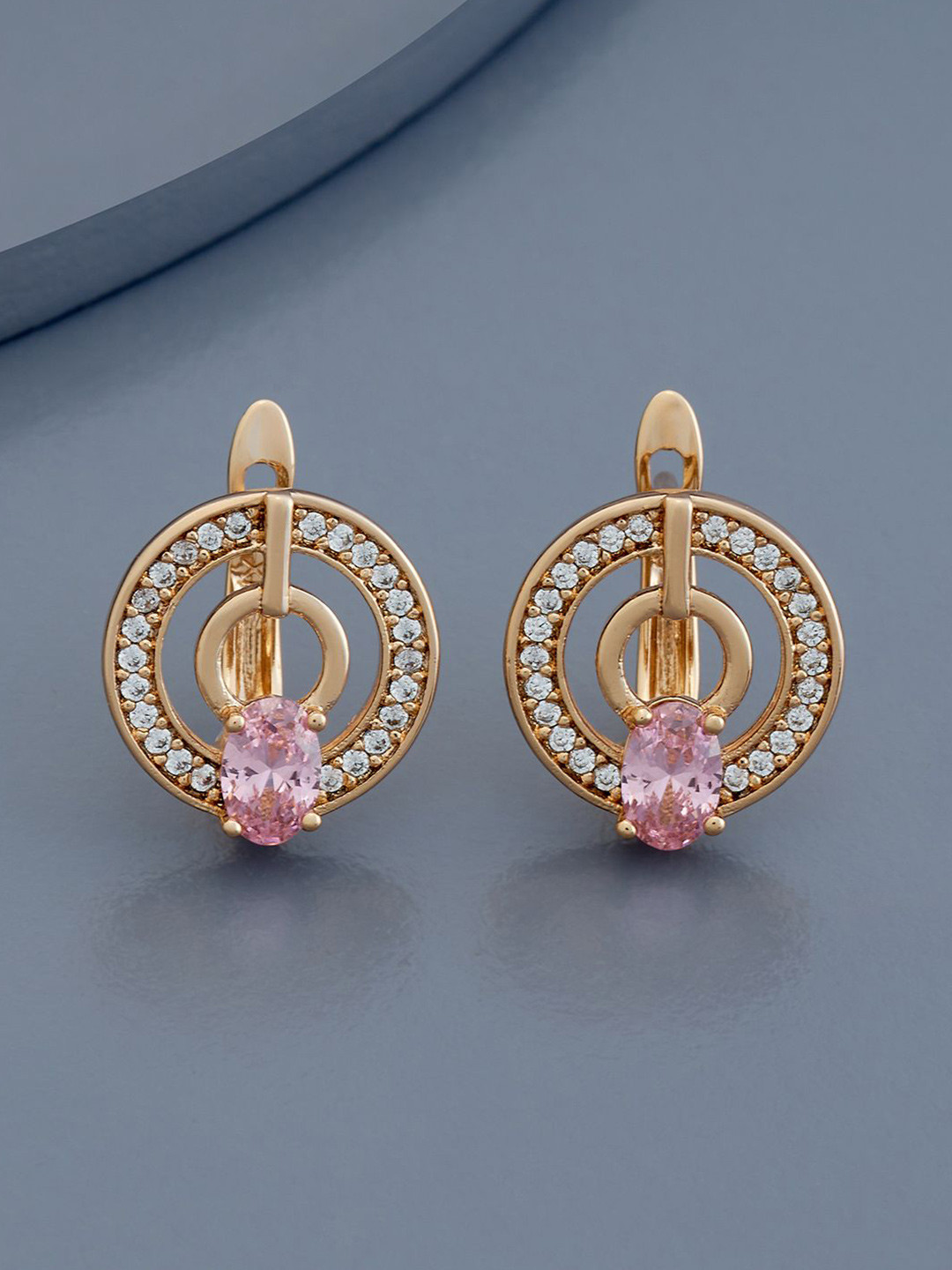 

Kushal's Fashion Jewellery Gold-Plated Zircon Circular Studs