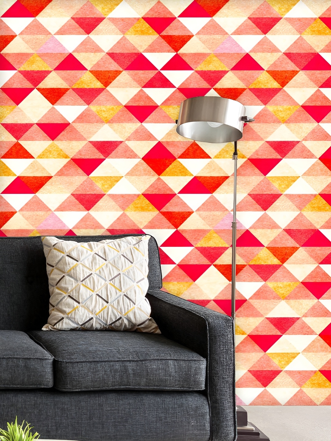 

ArtzFolio Printed UV-Resistant Anti-Bacterial Red Triangles Peel & Stick Wallpaper, Multi