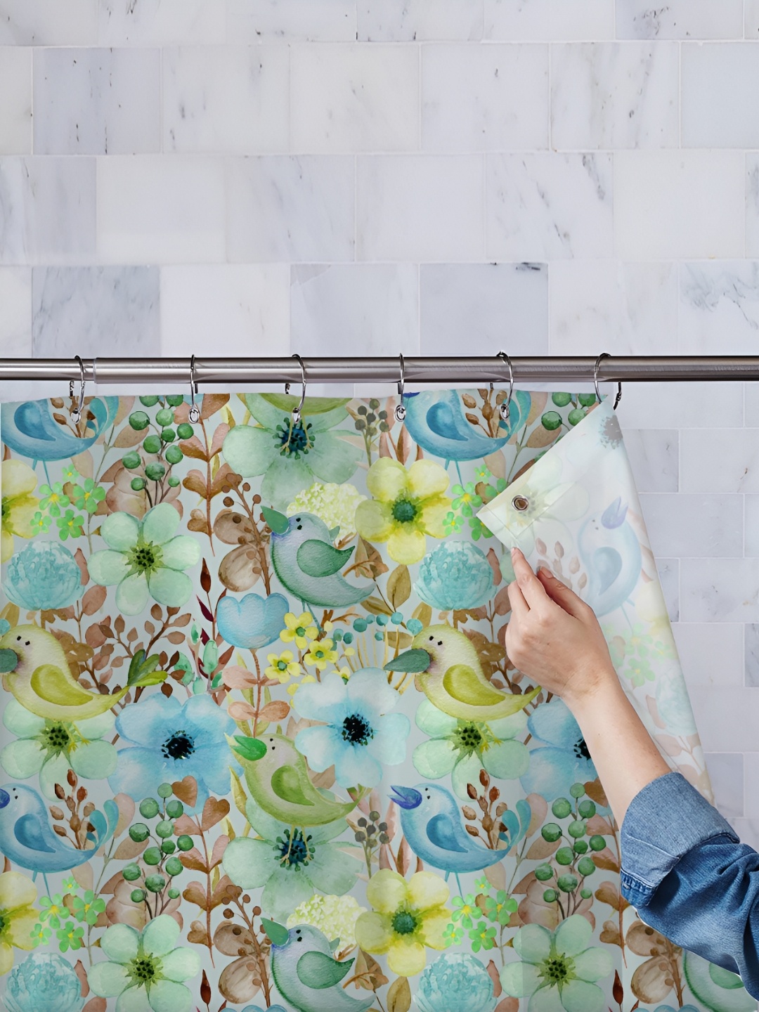 

ArtzFolio Single Piece Waterproof Polyester Shower Curtain, Multi