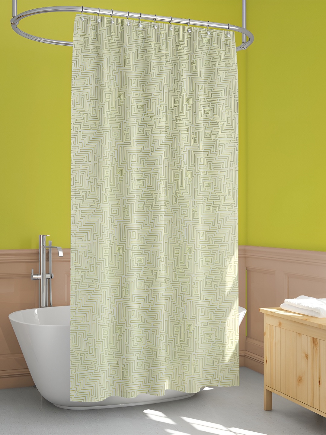 

ArtzFolio White & Green Printed Waterproof Shower Curtains