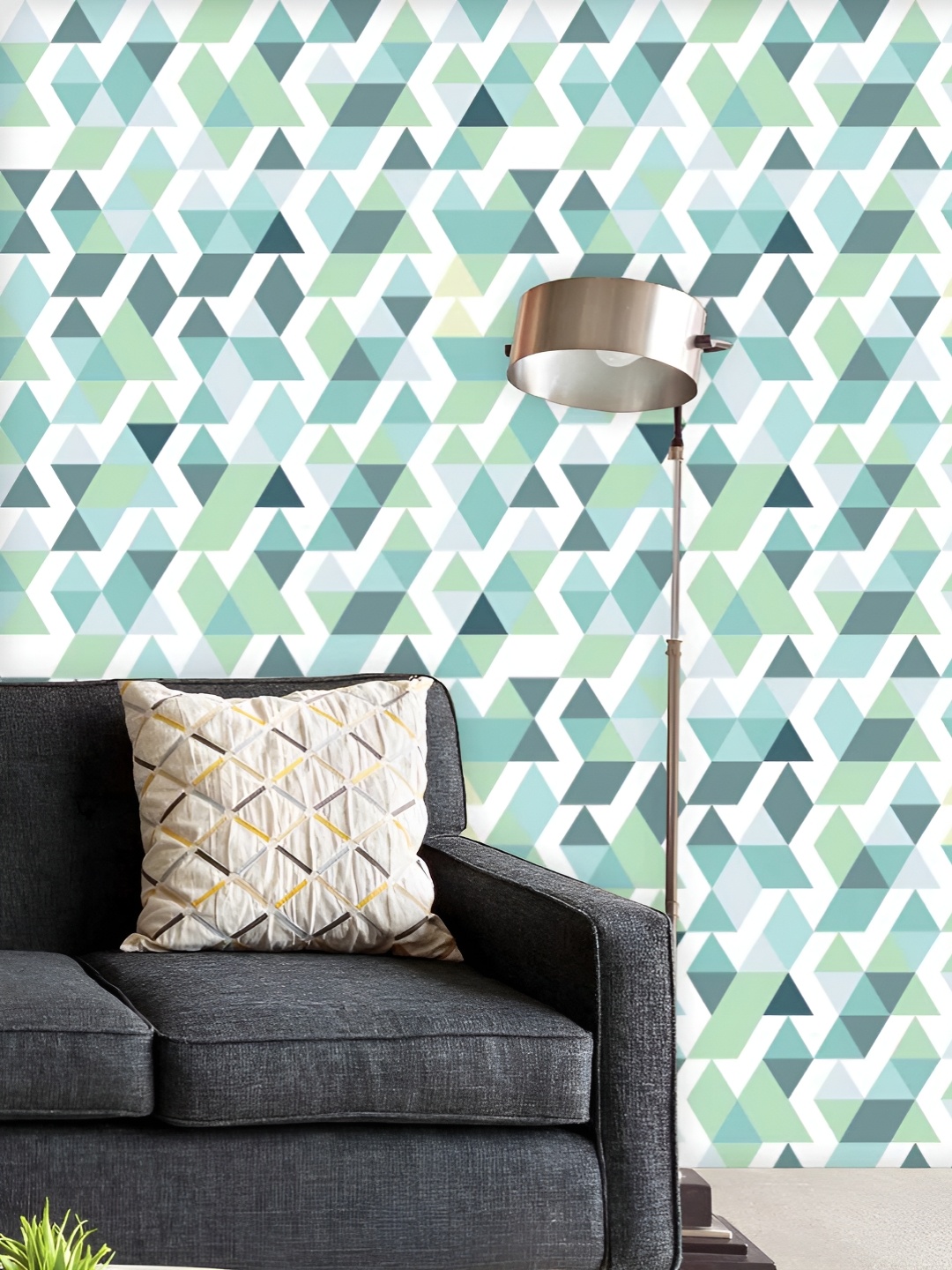 

ArtzFolio Printed UV-Resistant Anti-Bacterial Bright Blue Triangles Peel & Stick Wallpaper, Multi