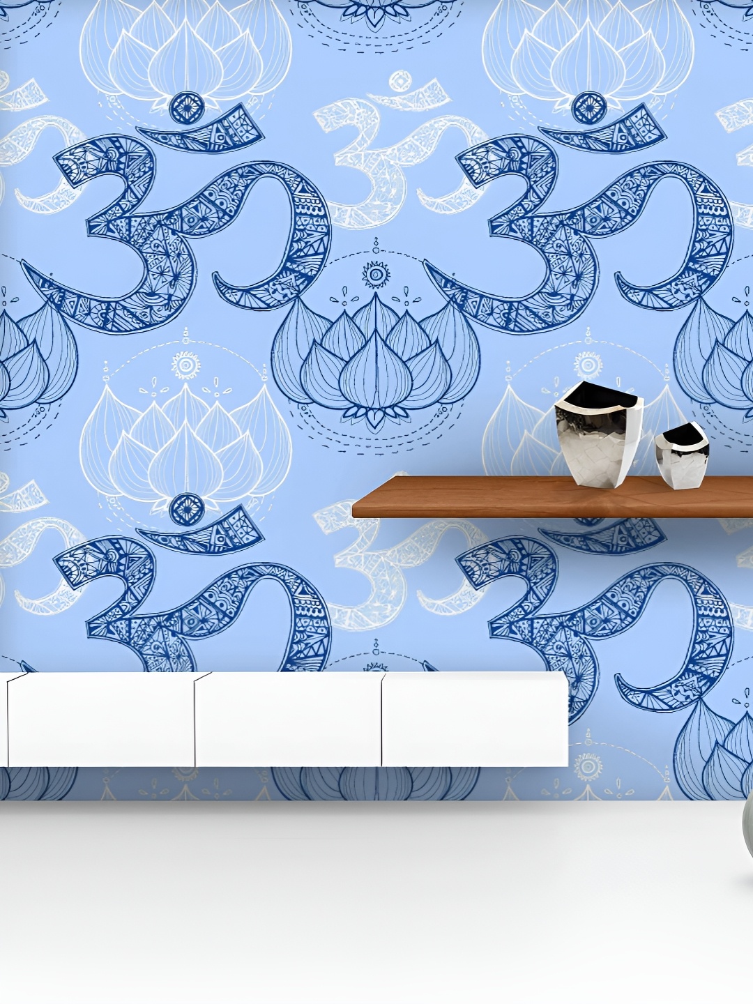 

ArtzFolio Printed UV-Resistant Anti-Bacterial Hindu Religious Om Pattern Peel & Stick Wallpaper, Multi