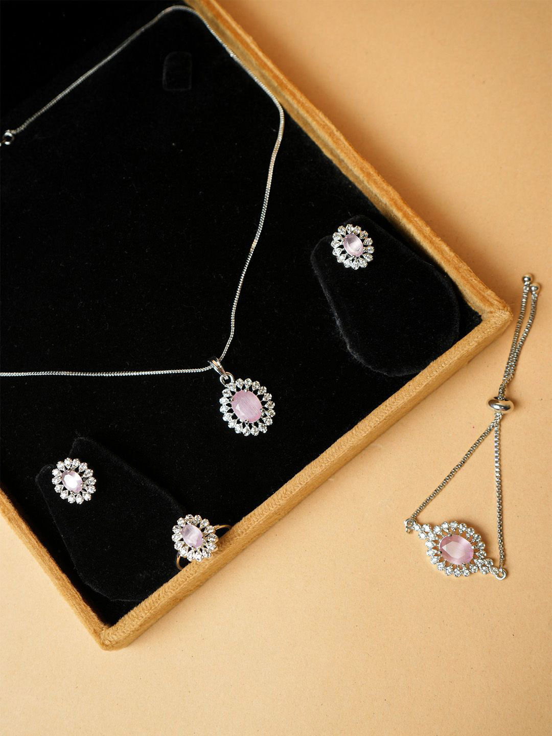 

VIRAASI Silver-Plated Cubic Zirconia Studded Jewellery Set