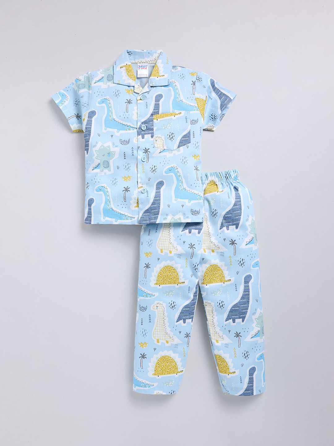

NAUTI KIDZ Boys Pure Cotton Printed Night suit, Blue
