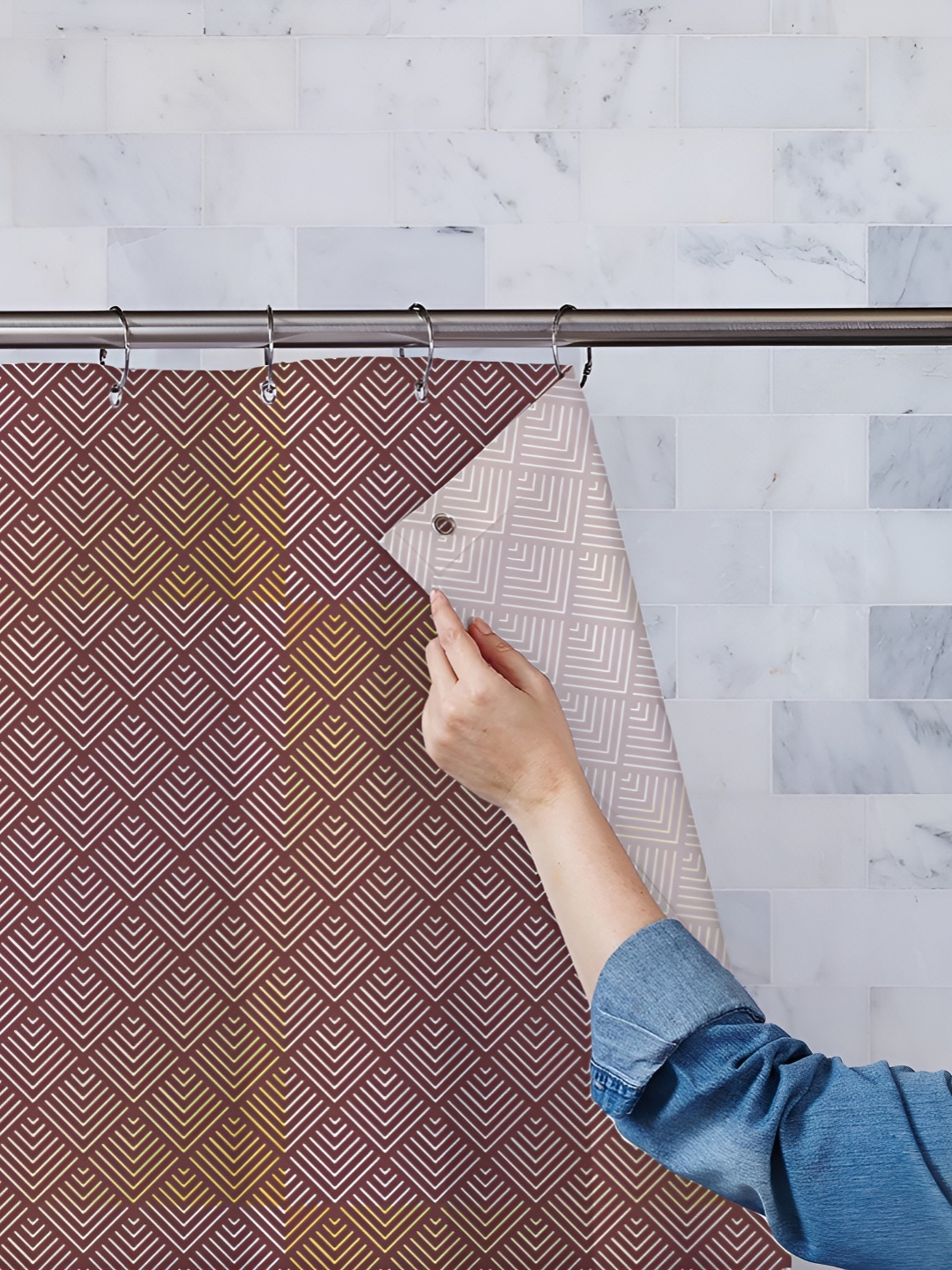 

ArtzFolio Brown & White Printed Waterproof Shower Curtains