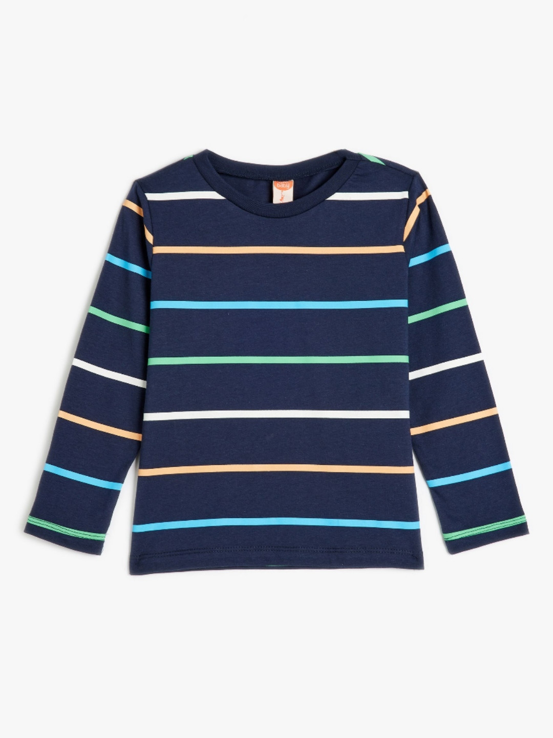 

Koton Boys Striped Round Neck Cotton T-shirt, Navy blue