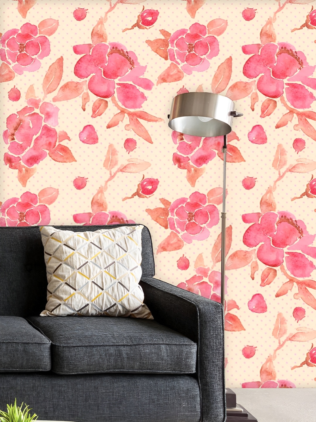 

ArtzFolio Printed UV-Resistant Anti-Bacterial Watercolor Peony Flowers Peel & Stick Wallpaper, Multi