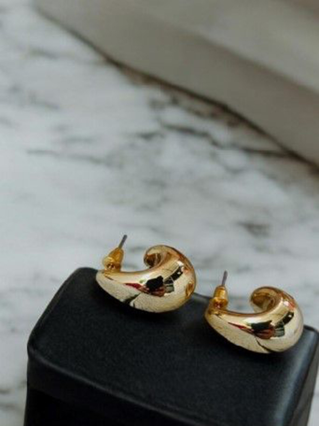 

Adc fashions Gold-Plated Contemporary Half Hoop Earrings