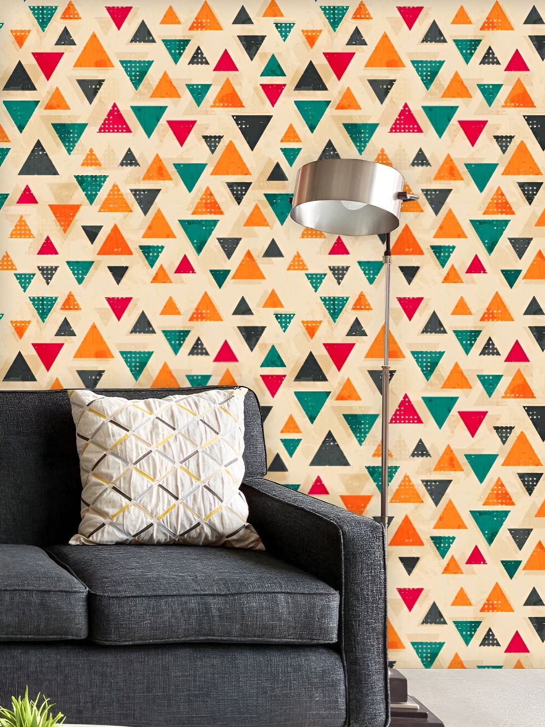 

ArtzFolio Printed UV-Resistant Anti-Bacterial Vintage Triangle Peel & Stick Wallpaper, Multi