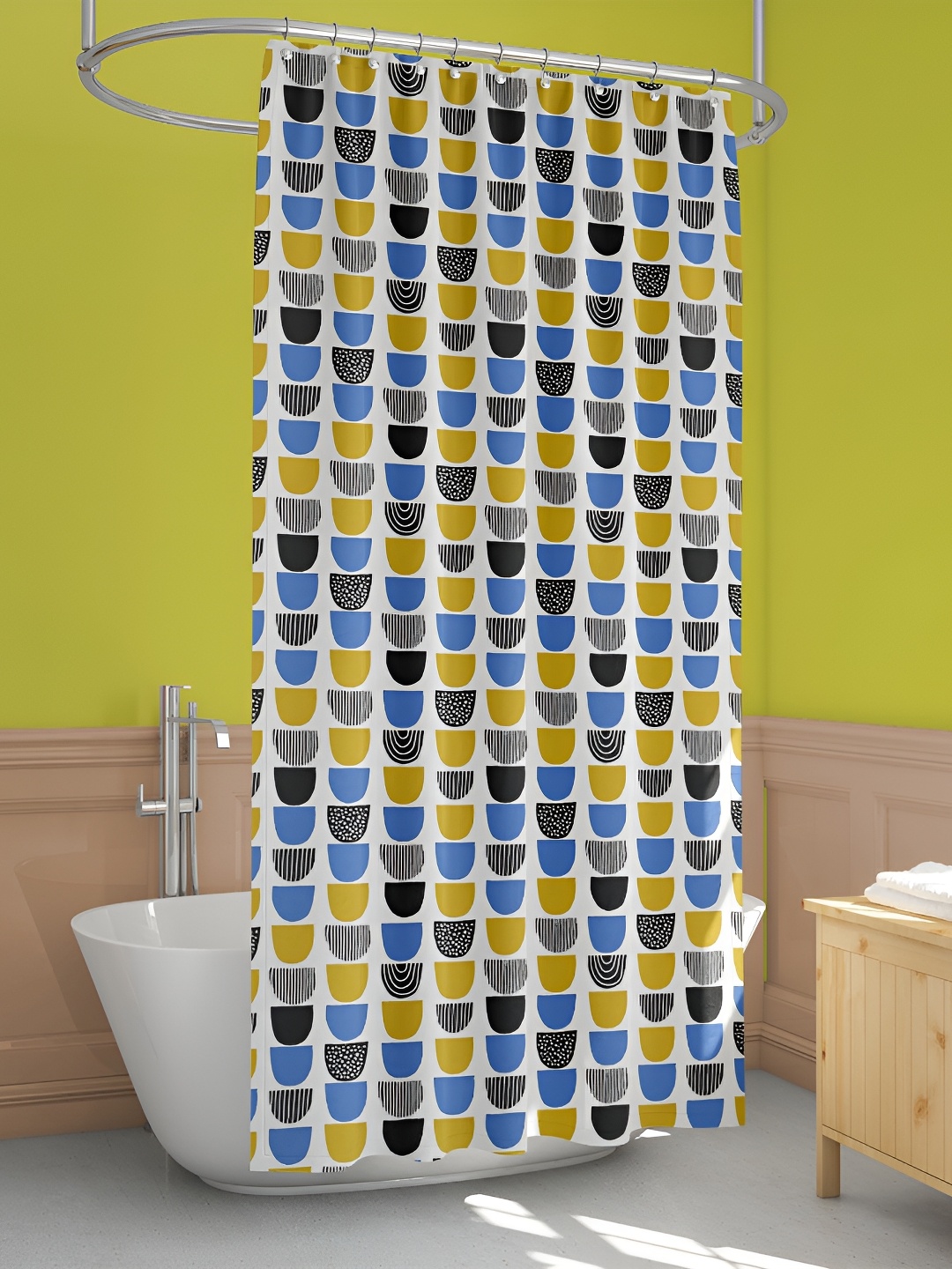 

ArtzFolio Blue & White Geometric Printed Waterproof Shower Curtain