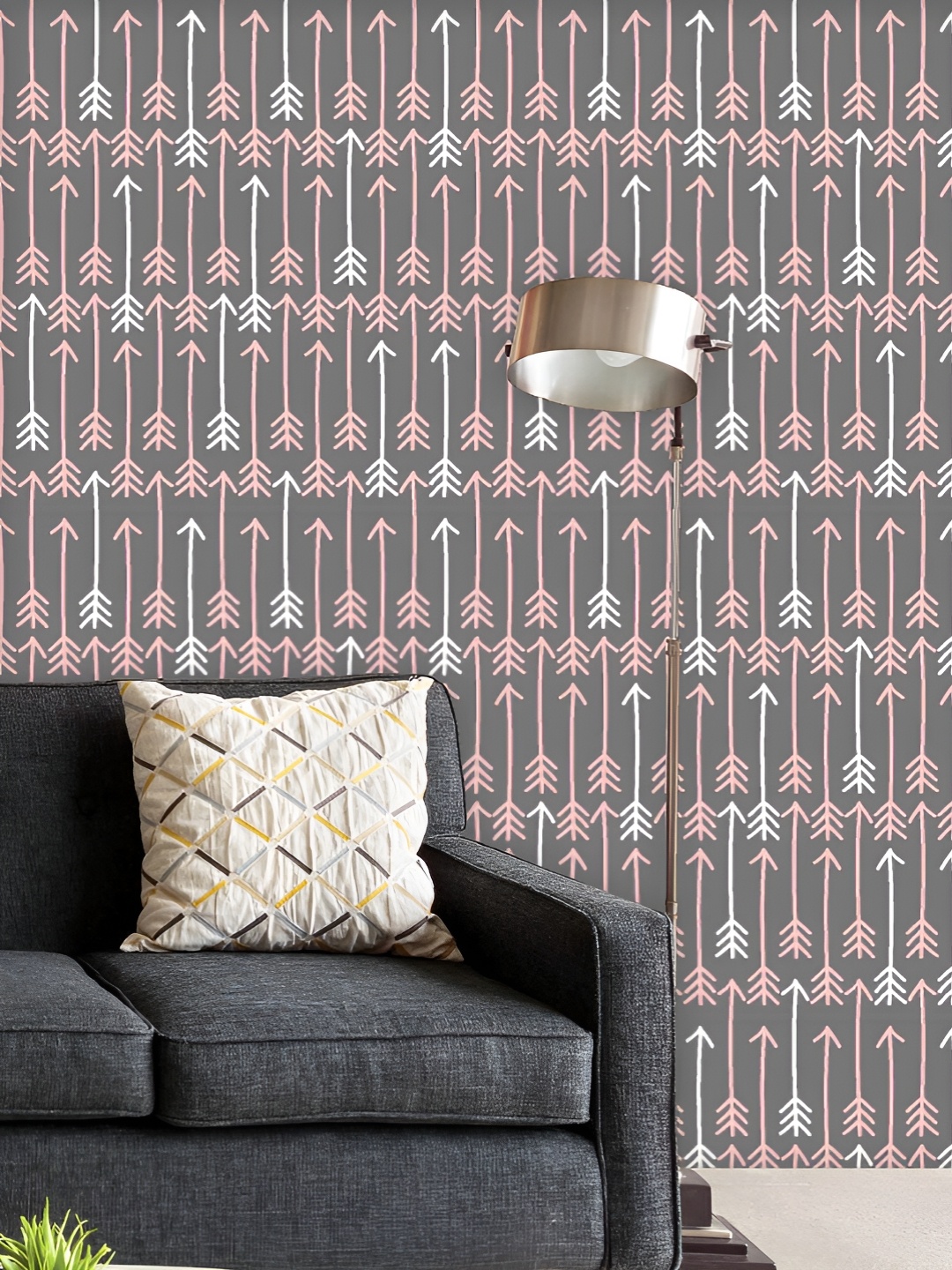 

ArtzFolio Printed UV-Resistant Anti-Bacterial White Pink Arrows Peel & Stick Wallpaper, Multi