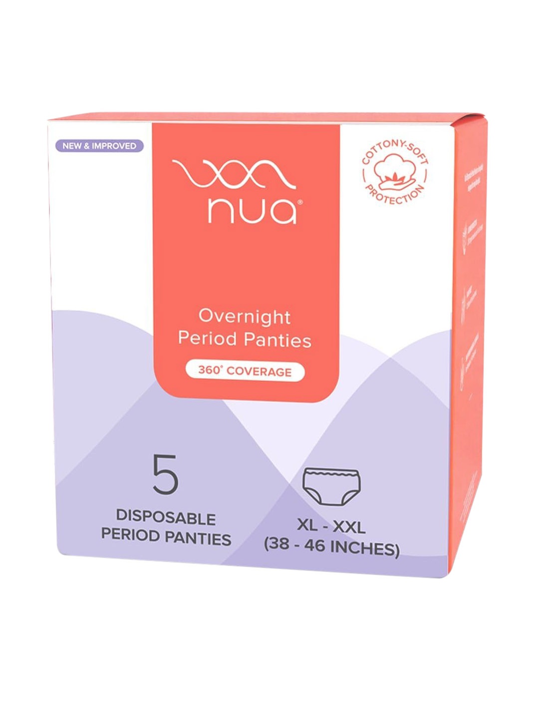 

Nua Set Of 5 Disposable Overnight Period Panties- XL - XXL, White