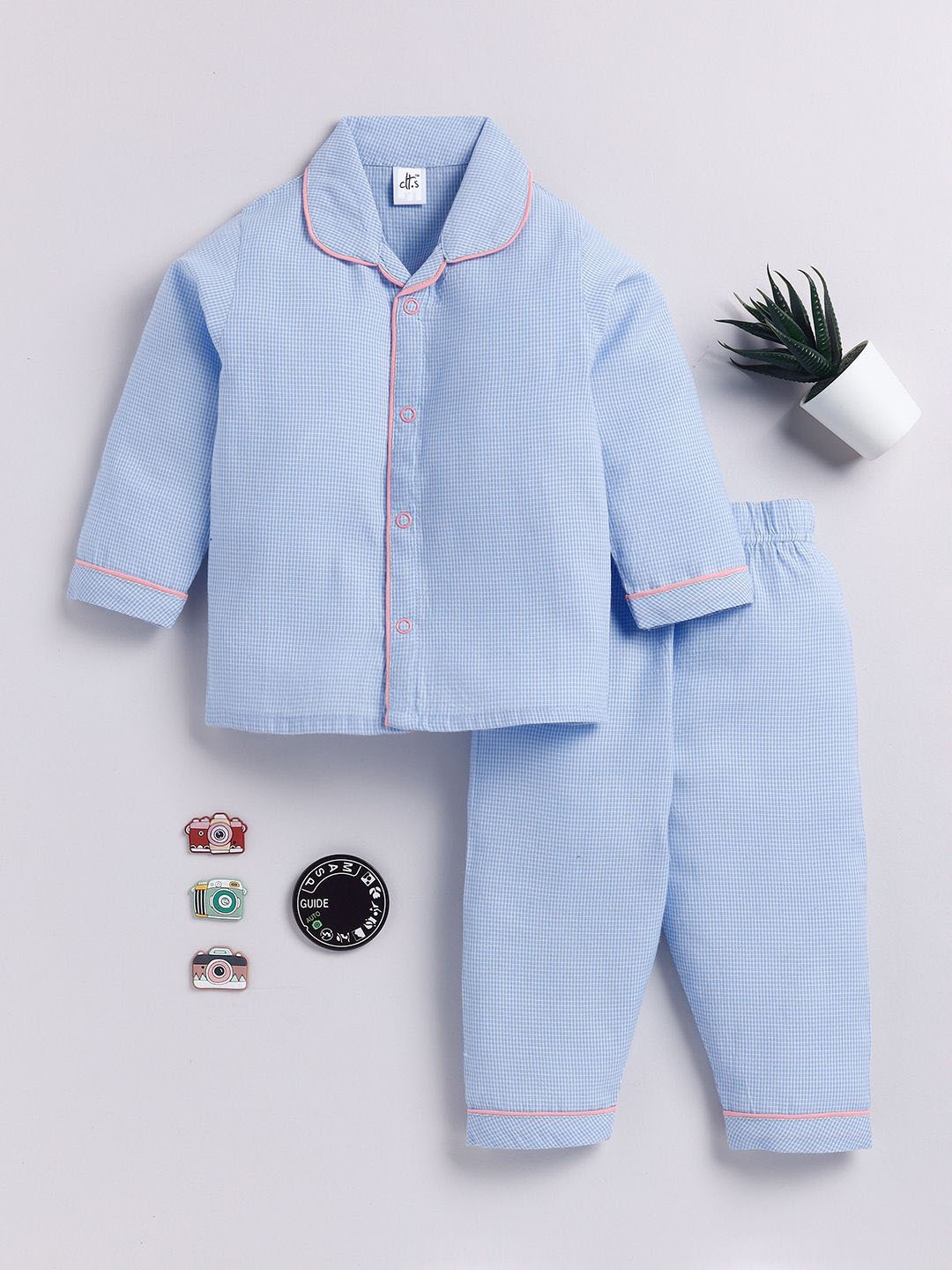 

Clt.s Unisex Kids Pure Cotton Printed Night suit, Blue