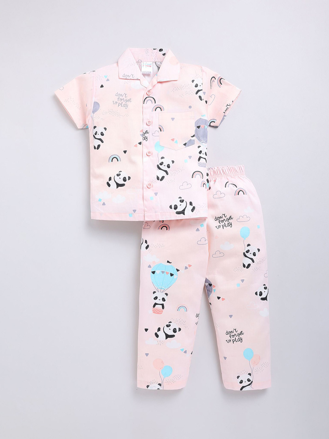

NAUTI KIDZ Boys Printed Pure Cotton Night suit, Peach