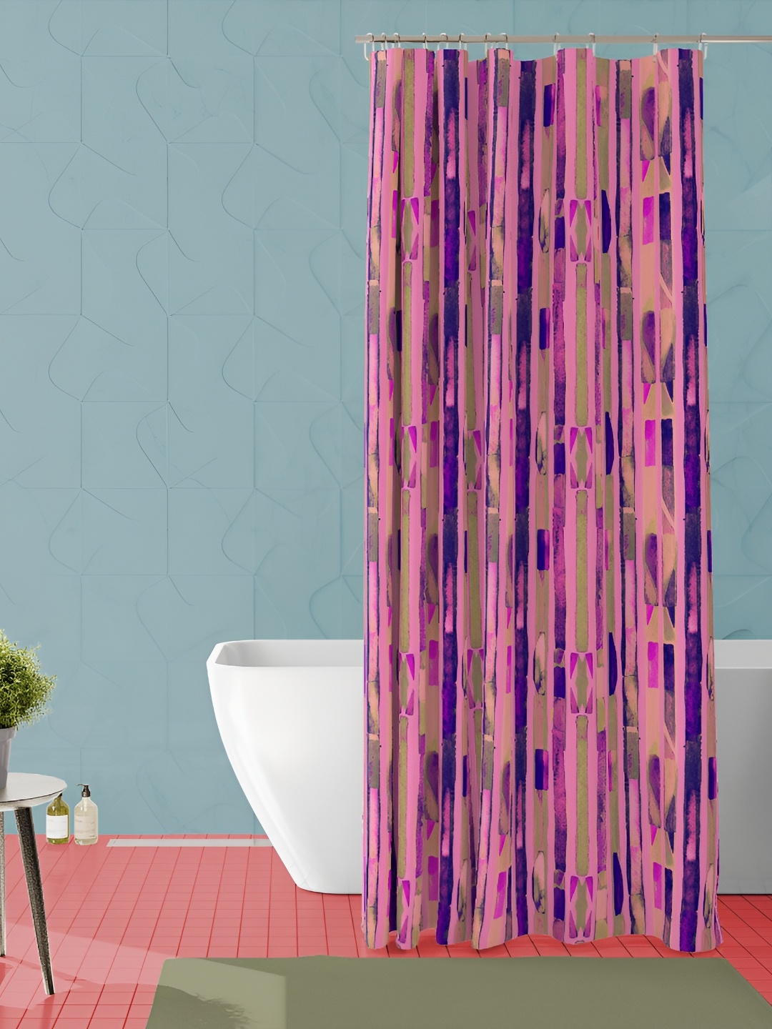 

ArtzFolio Purple & Pink Printed Waterproof Shower Curtain