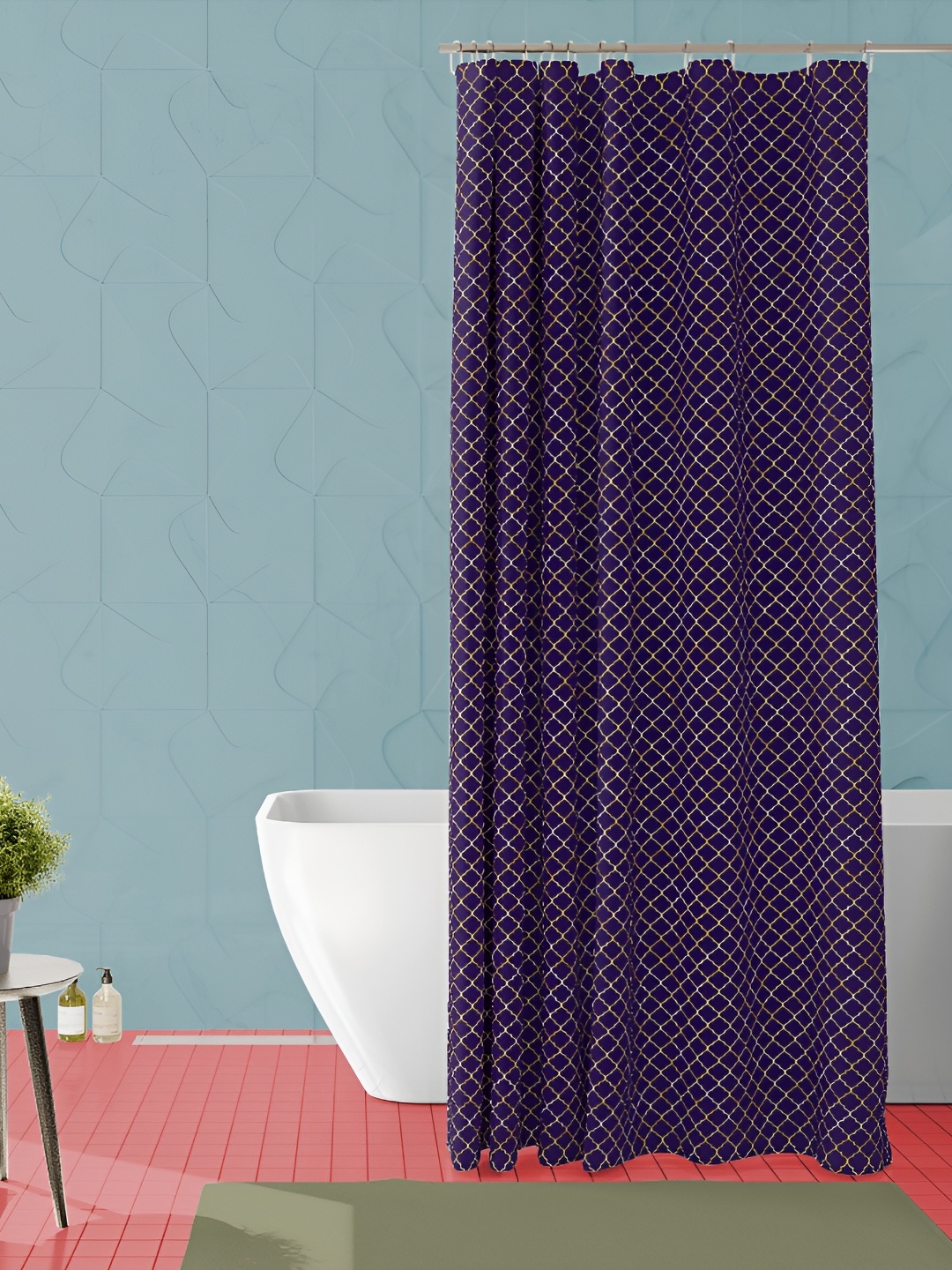 

ArtzFolio Violet & White Printed Waterproof Shower Curtain