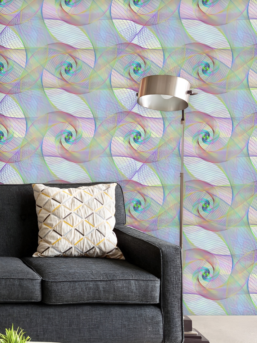 

ArtzFolio Printed UV-Resistant Anti-Bacterial Fractal Spiral Pattern Peel & Stick Wallpaper, Multi