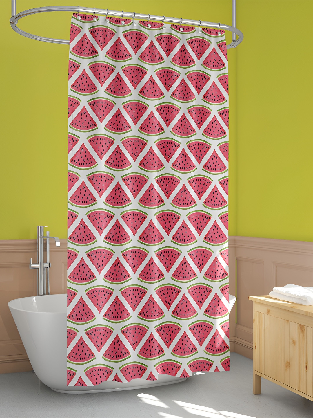 

ArtzFolio White & Pink Abstract Printed Waterproof Shower Curtains