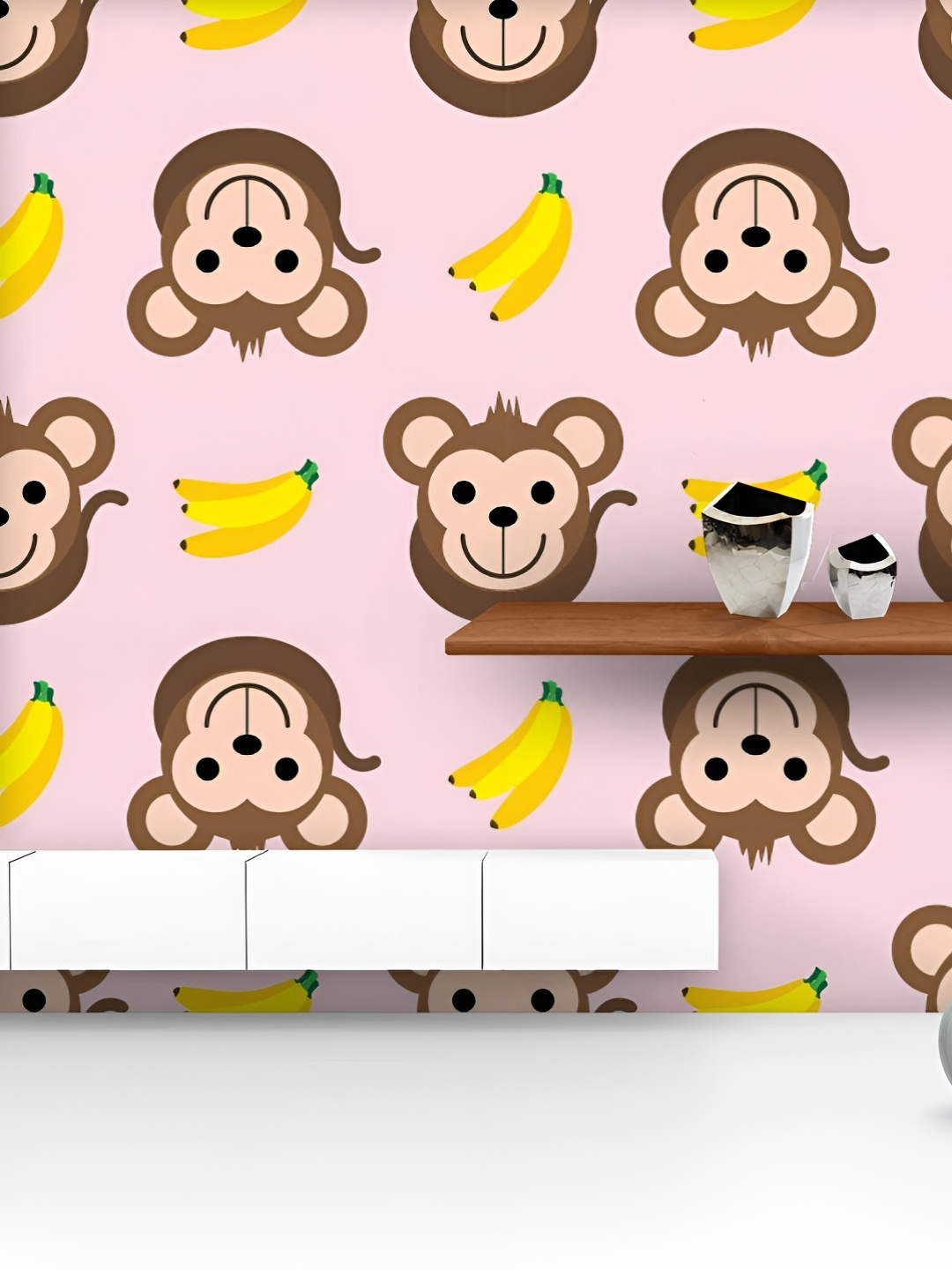 

ArtzFolio Printed UV-Resistant Anti-Bacterial Monkey Banana Peel & Stick Wallpaper, Multi