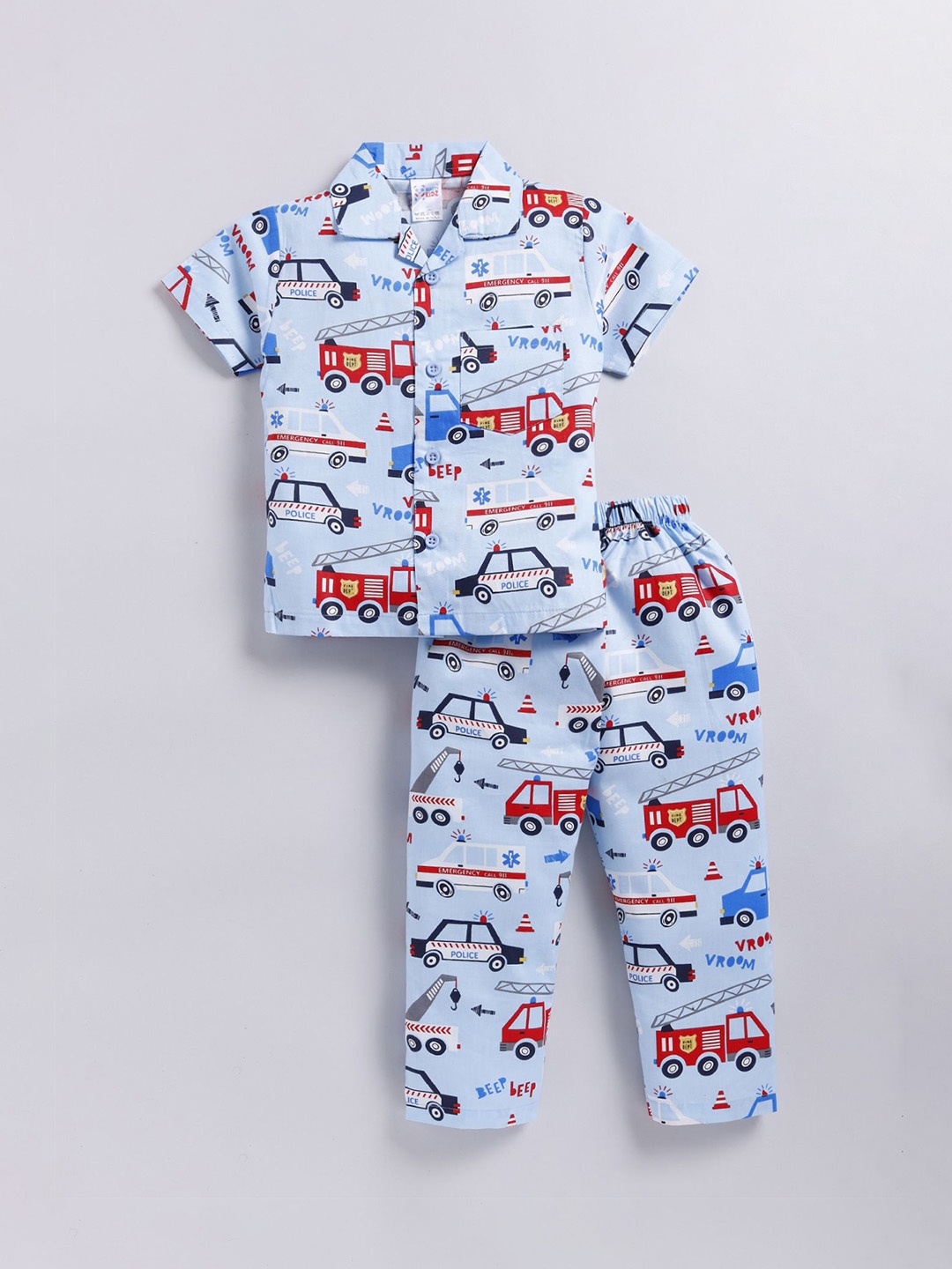 

NAUTI KIDZ Boys Pure Cotton Printed Night suit, Blue