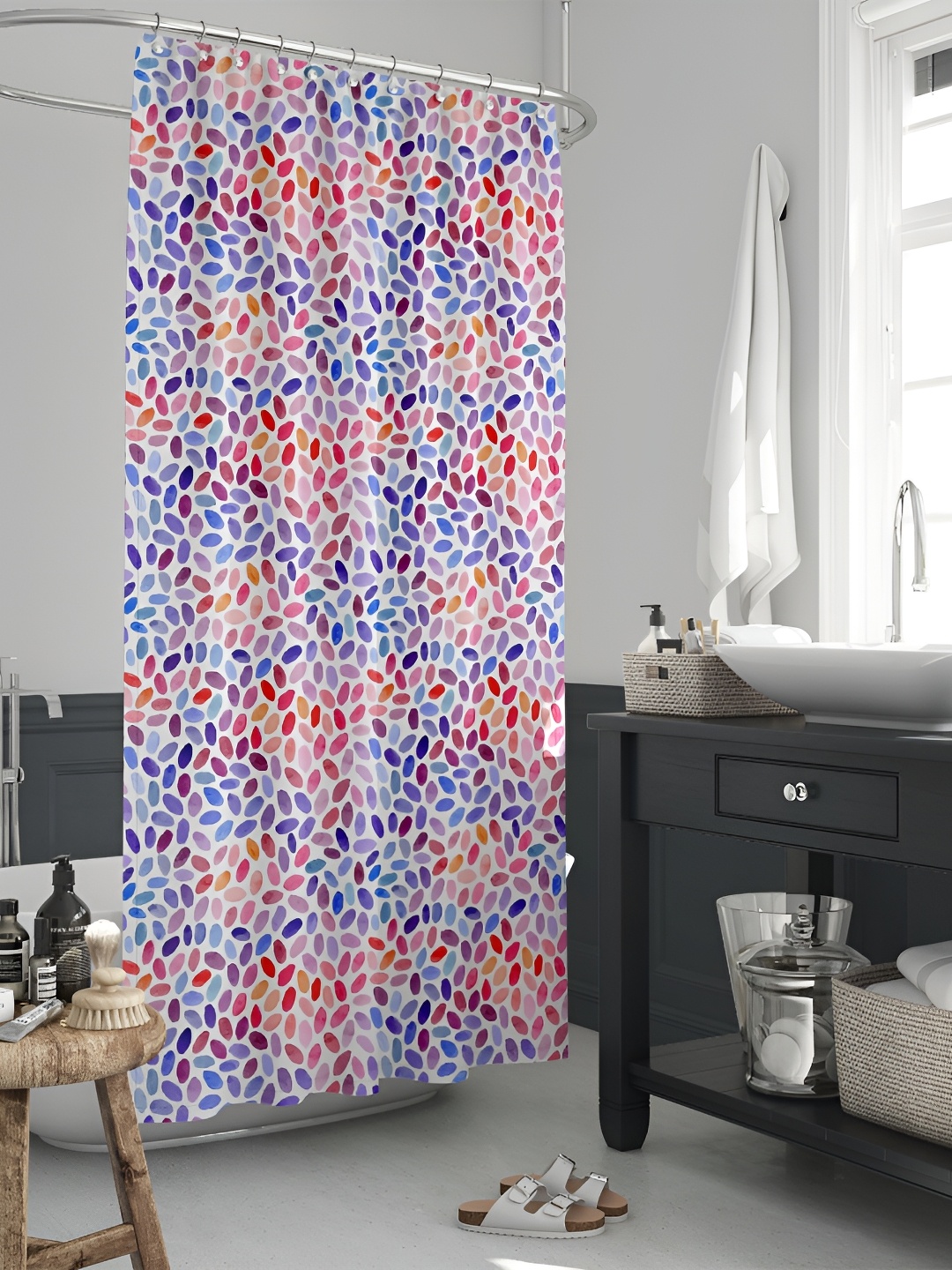 

ArtzFolio Red & Blue Printed Water Proof Shower Curtain